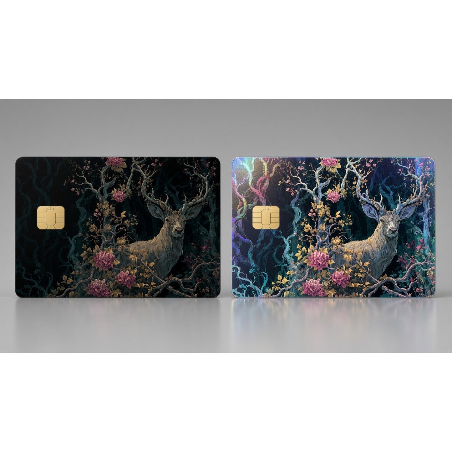 Spirit Stag Sanctuary of Twilight Peonies Luxury Design Credit Card Skin