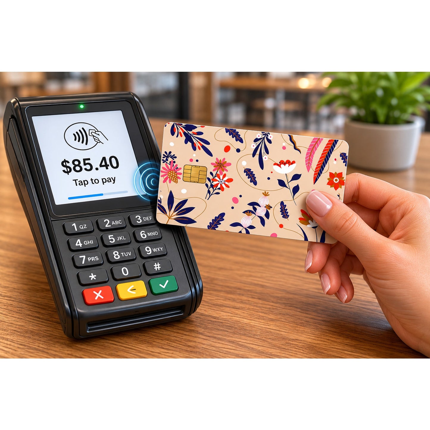Modern Botanical Credit Card Skin Floral Vinyl Card Wrap Decal