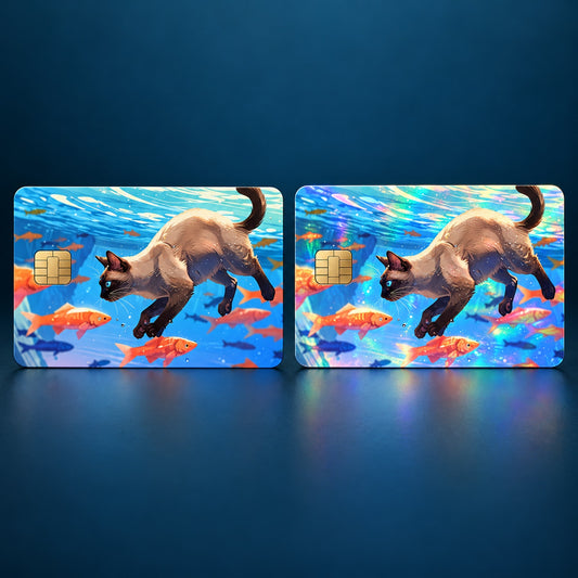Underwater Hunting Cat Golden Fish Debit Card Credit Card Skin