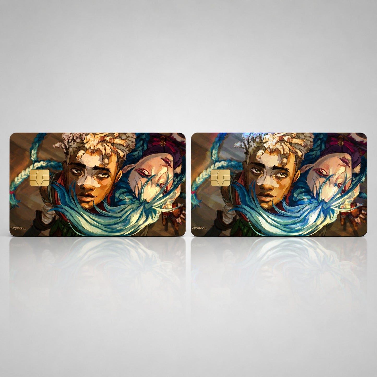 Jinx & Ekko Seconds on Arcane Bridge LeagueofLegends Debit Card Credit Card Skin