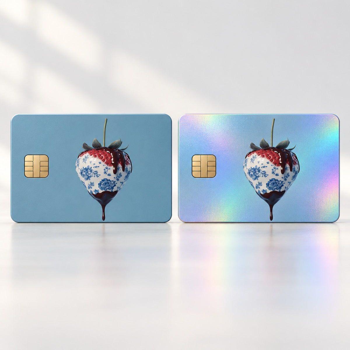 Porcelain Floral Glazed Strawberry Luxury Design Debit Card Credit Card Skin