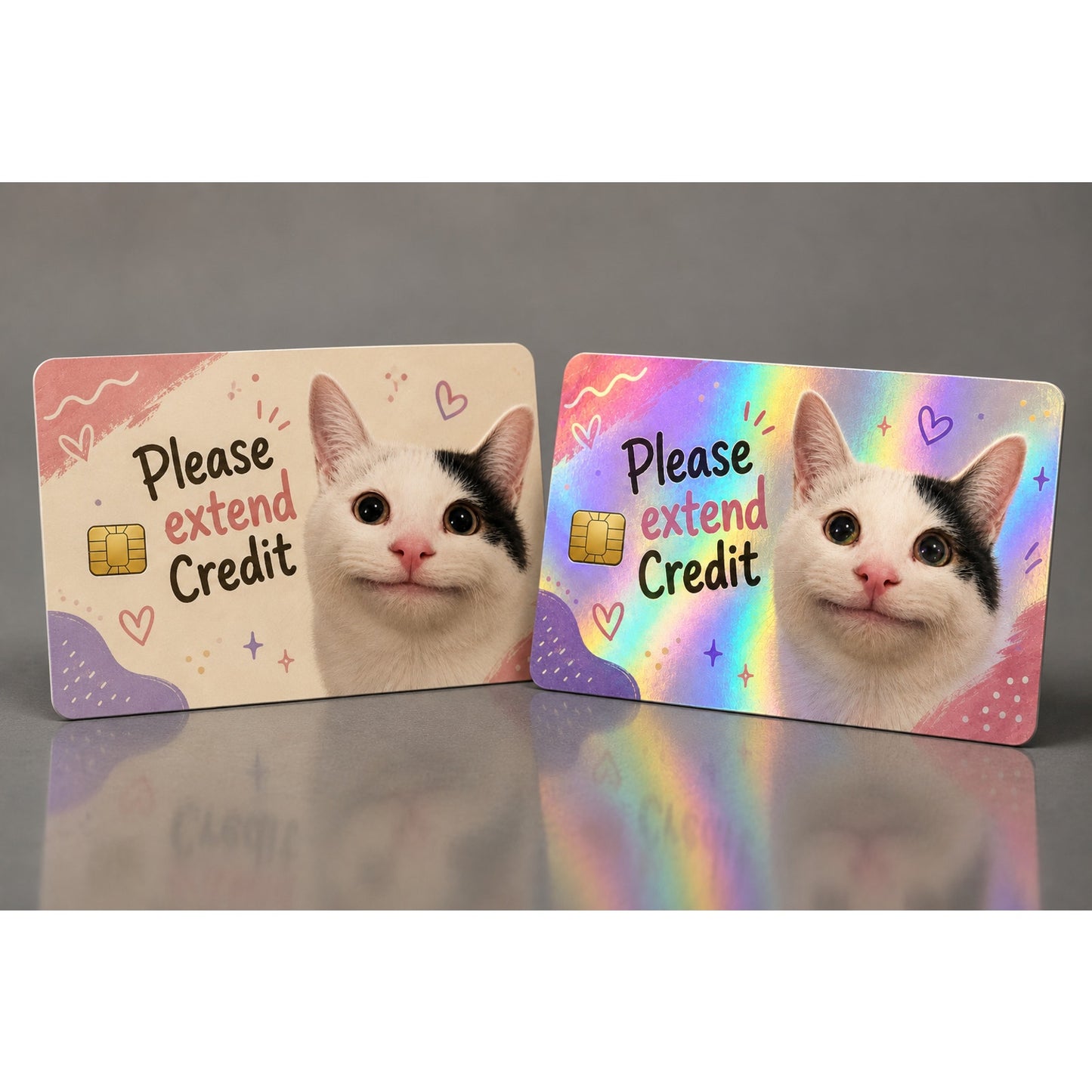 Credit Card Skin Cute Funny Cat Beluga Meme Please Extend Credit Vinyl Sticker