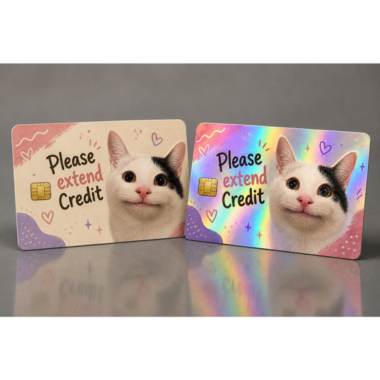 Credit Card Skin Cute Funny Cat Beluga Meme Please Extend Credit Vinyl Sticker