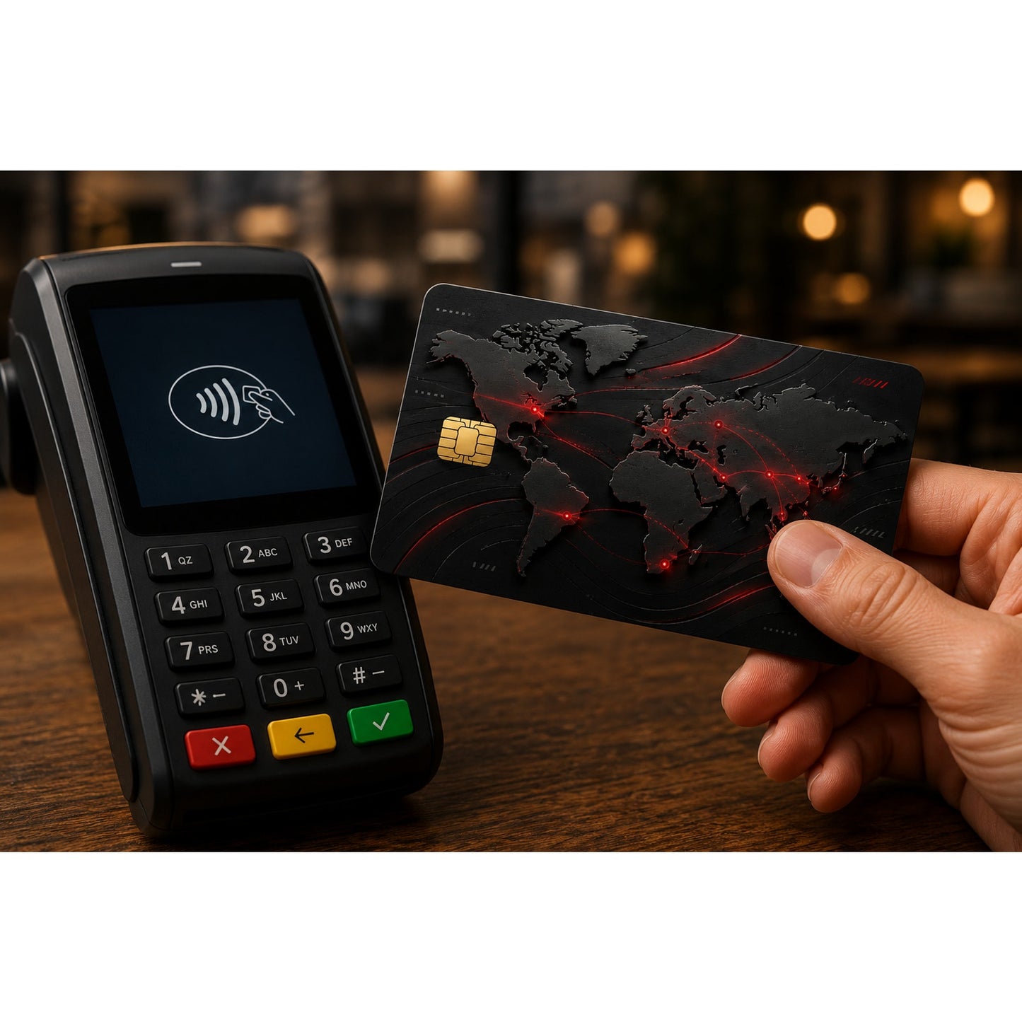 Black Debit Card Credit Card Skin Global Network Cyber World Map Tech Vinyl
