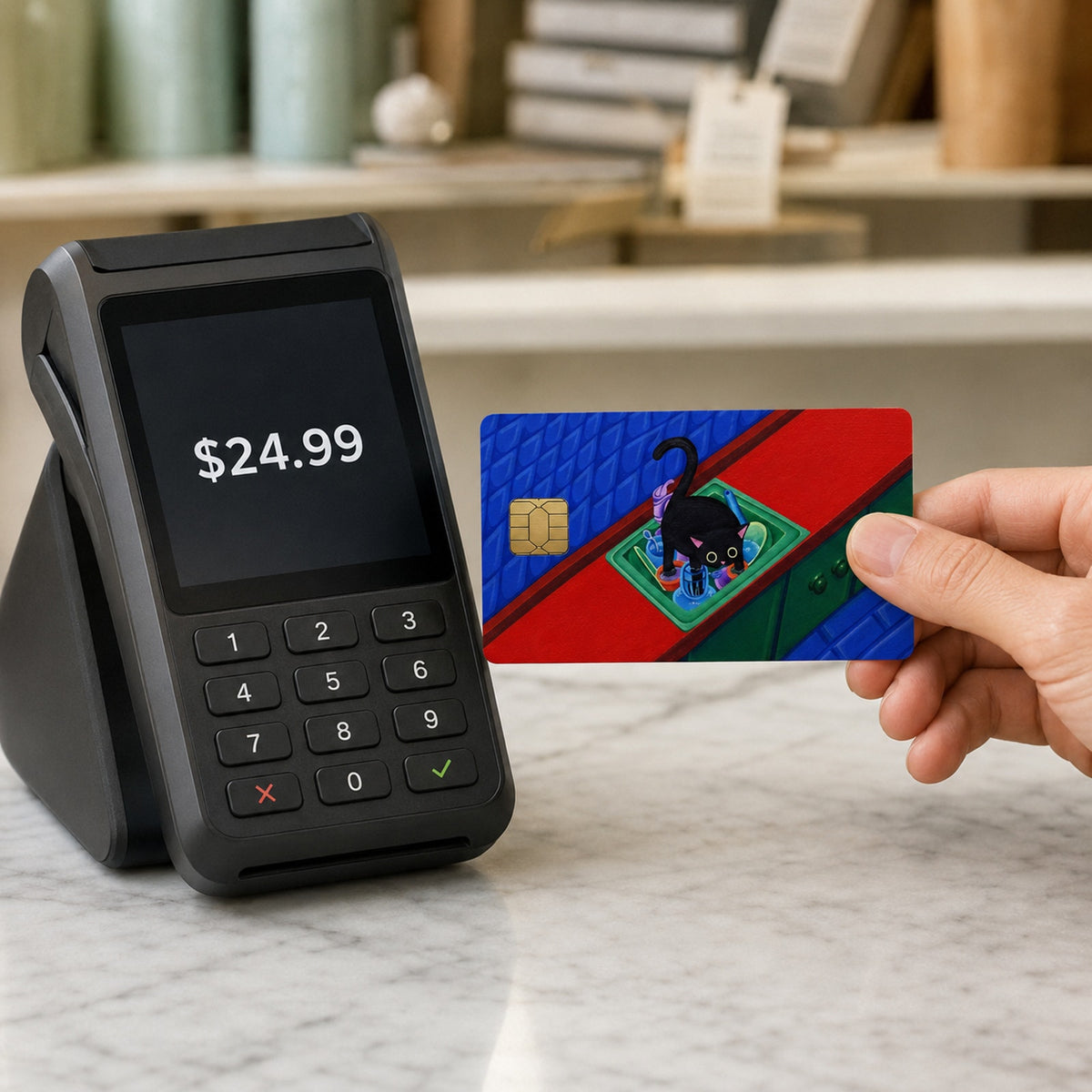 Cute Mission Im-paw-ssible: The Dish Rack Kitty Cat Debit Card Credit Card Skin