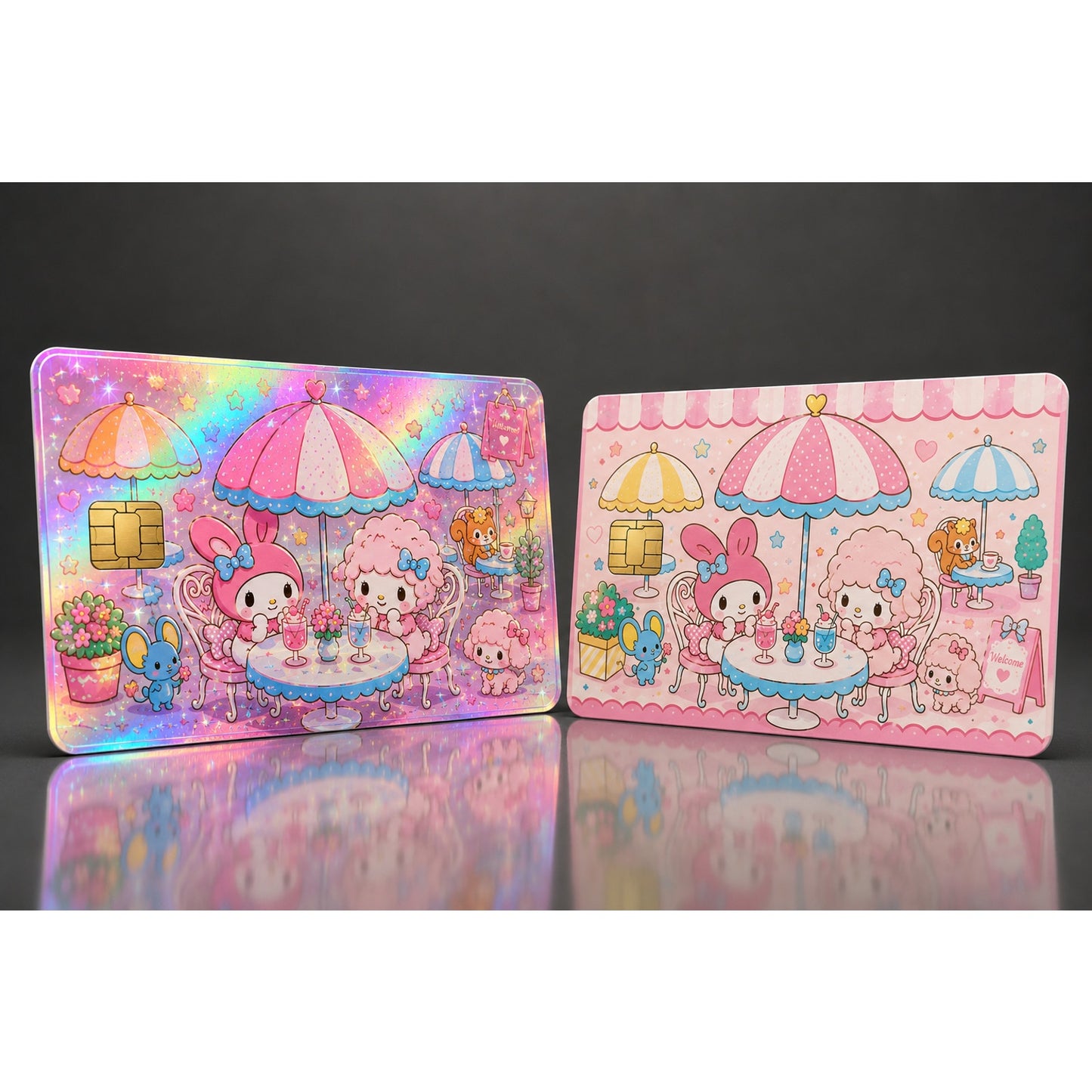 Cute Retro My Melody Pink Cafe Sanrio Credit Card Cover Sticker Skin Small Chip