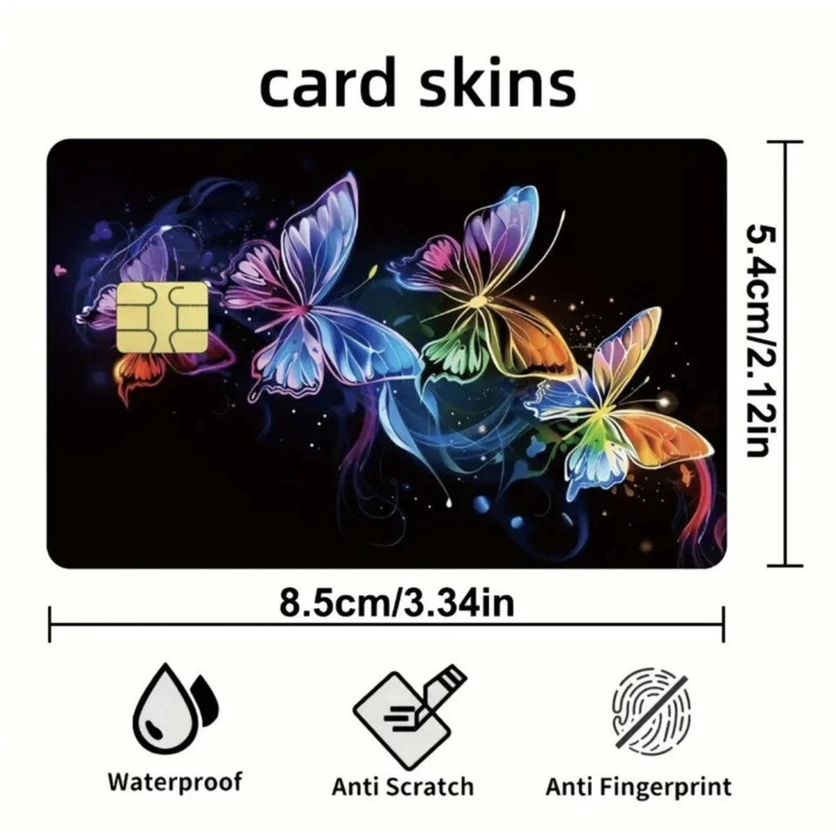 Black Neon Butterfly Credit Debit Bank Card Sticker Skin Vinyl Decal