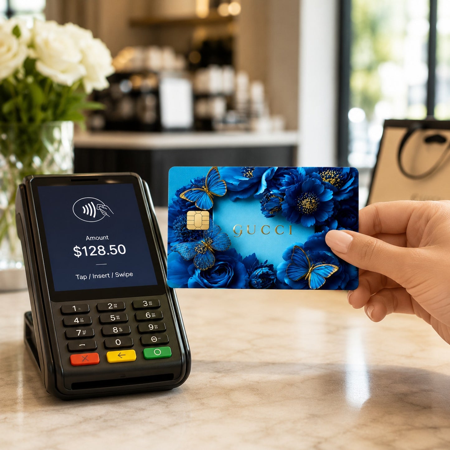 Sapphire Floral Butterfly Luxury Designer Brand Debit Card Credit Card Skin