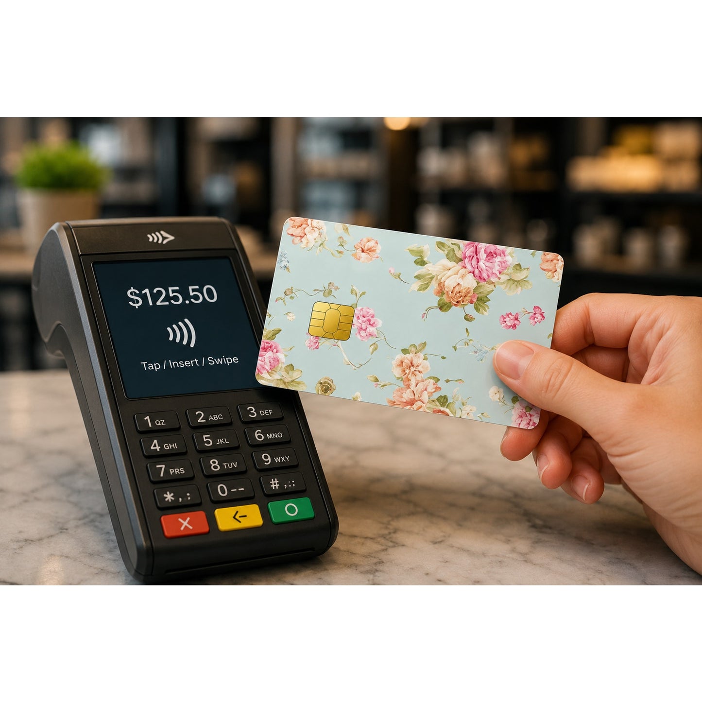 Vintage Garden Rose Credit Card Skin Botanical Debit Card Cover