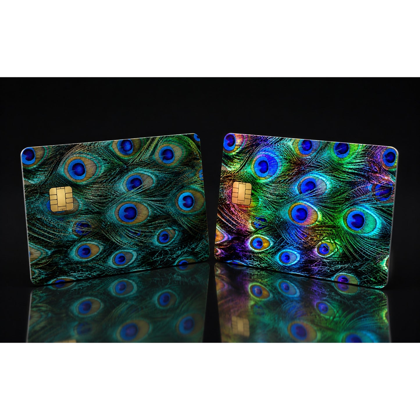 Elegant Peacock Feather Debit Card Skin Exotic Bird Vinyl Wrap