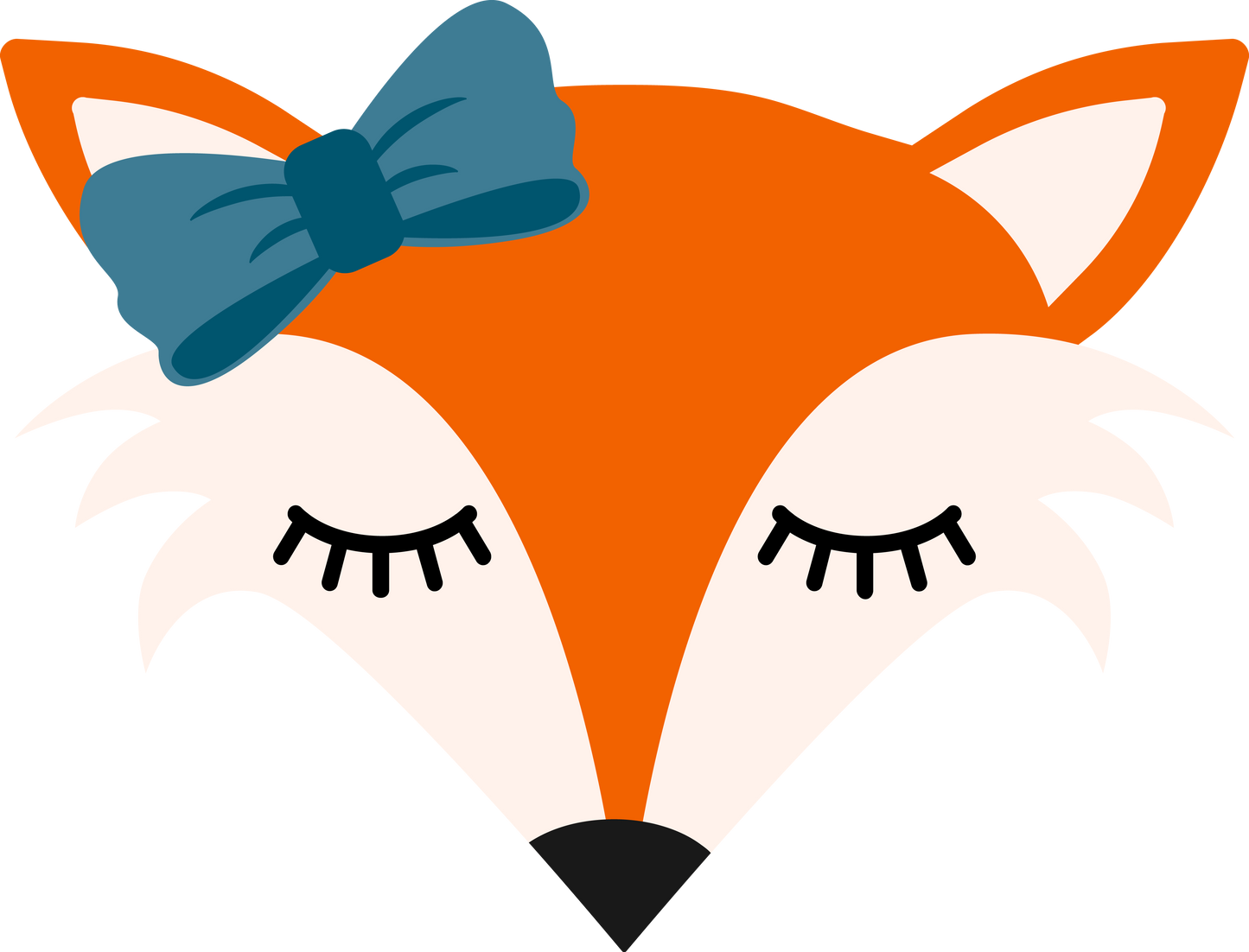 Cute Sleeping Lady Fox with Blue Bow