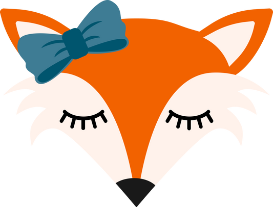 Cute Sleeping Lady Fox with Blue Bow