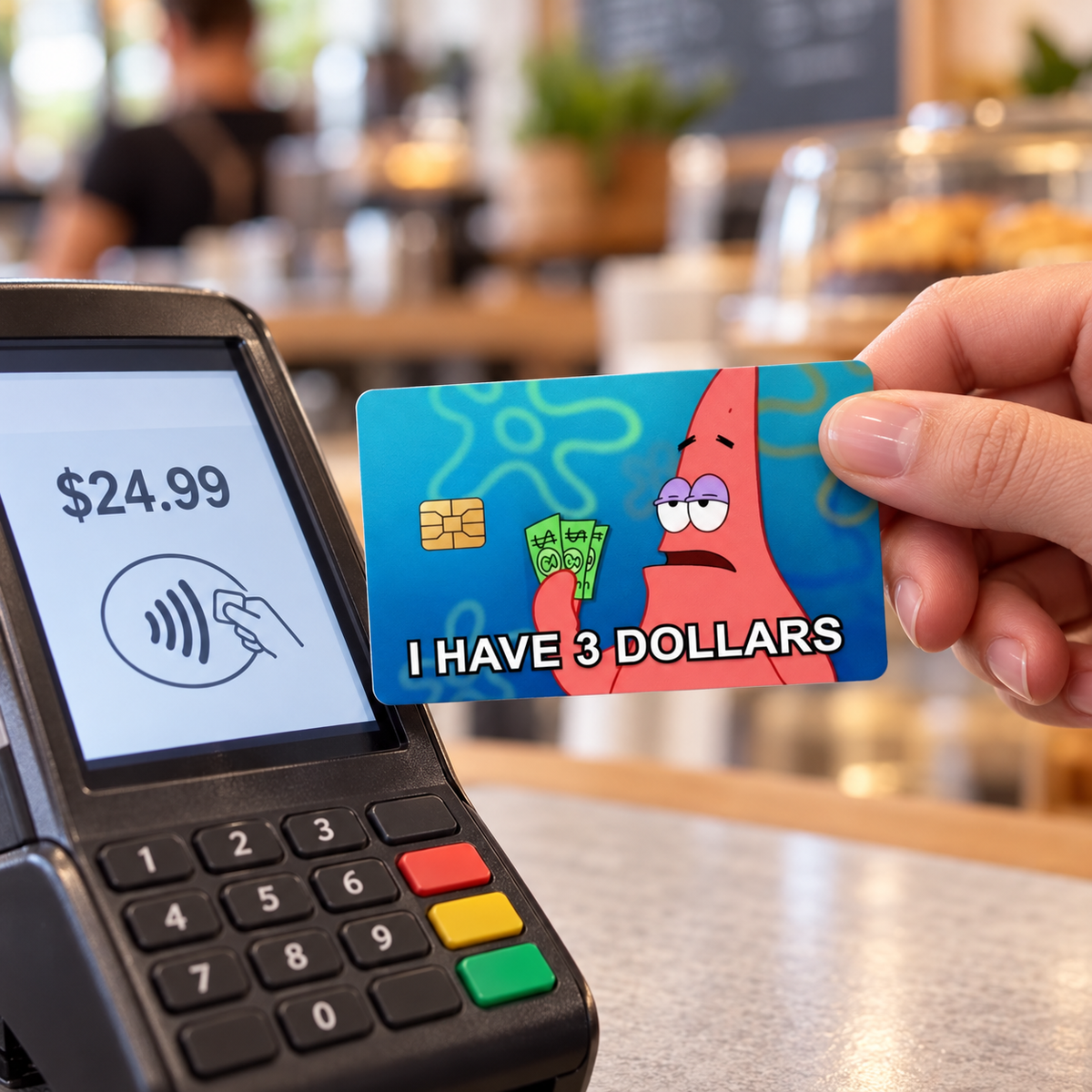 Patrick Star 3 Dollars Meme Card Skin | Funny Vinyl Wrap