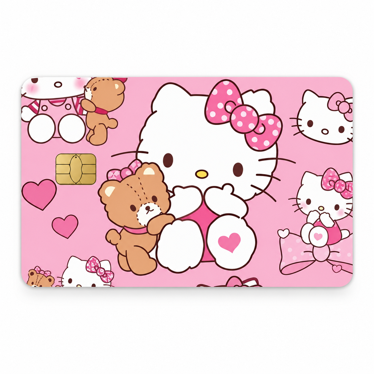 Pink Hello Kitty Teddy Bear Credit Card Skin Vinyl Wrap