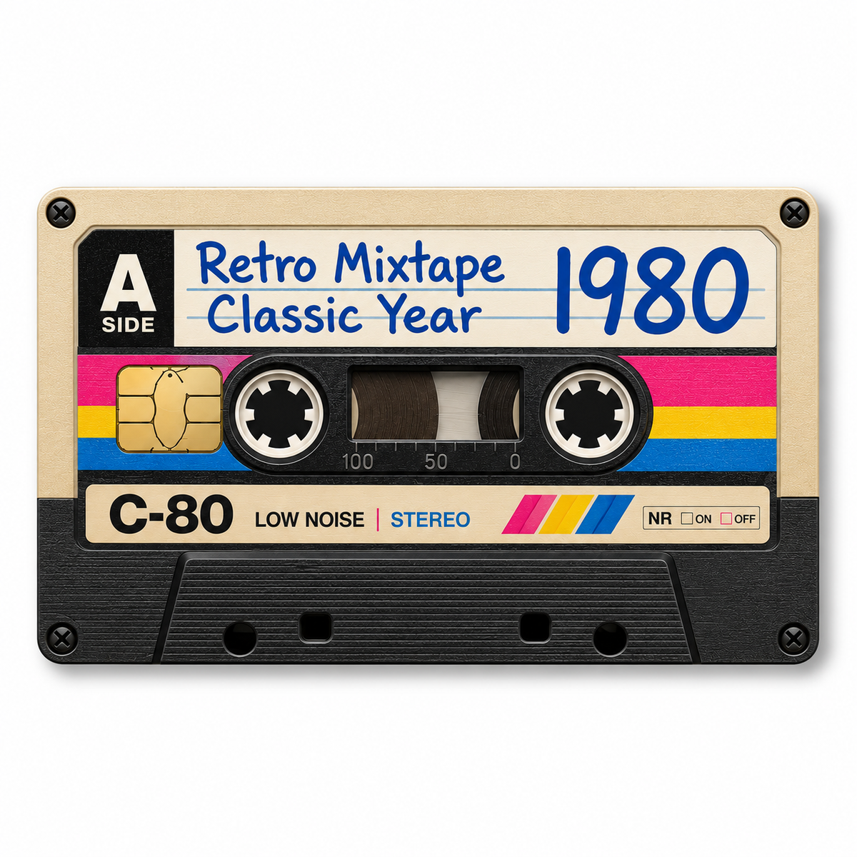 Retro Mixtape 1980 Credit Card Skin Cassette Vinyl