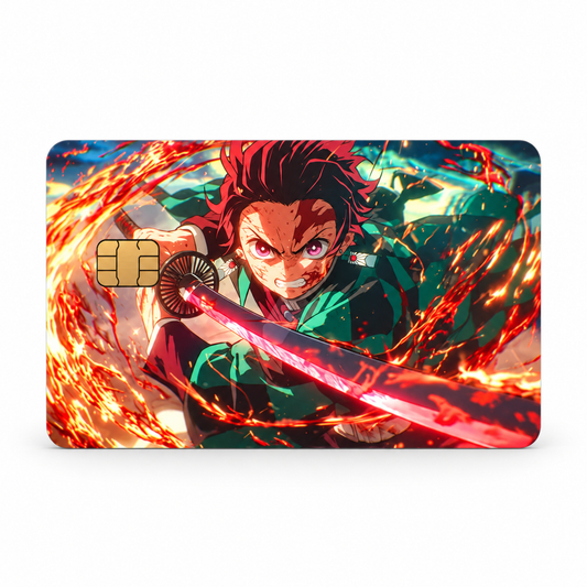 Tanjiro Kamado Flame Sword Credit Card Skin Sticker