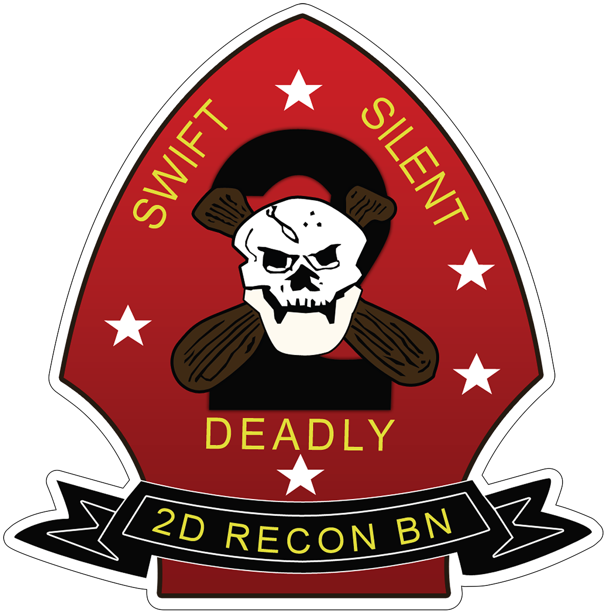 USMC 2nd Reconnaissance Battalion Marines Patch U.S. Military vinyl decal for car, truck, window or laptop