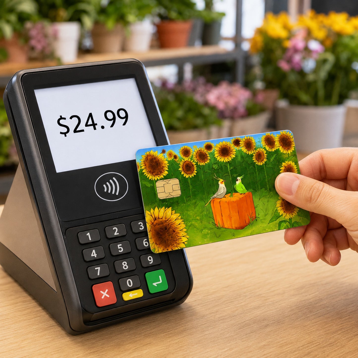 Parrots' Pumpkin Patch Picnic Mine Craft Debit Card Credit Card Skin
