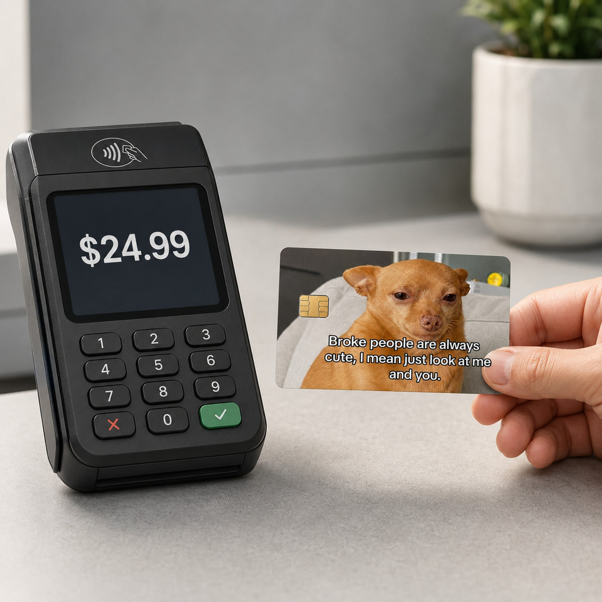 Funny Low-Funds Face-Off Money Meme Debit Card Credit Card Skin