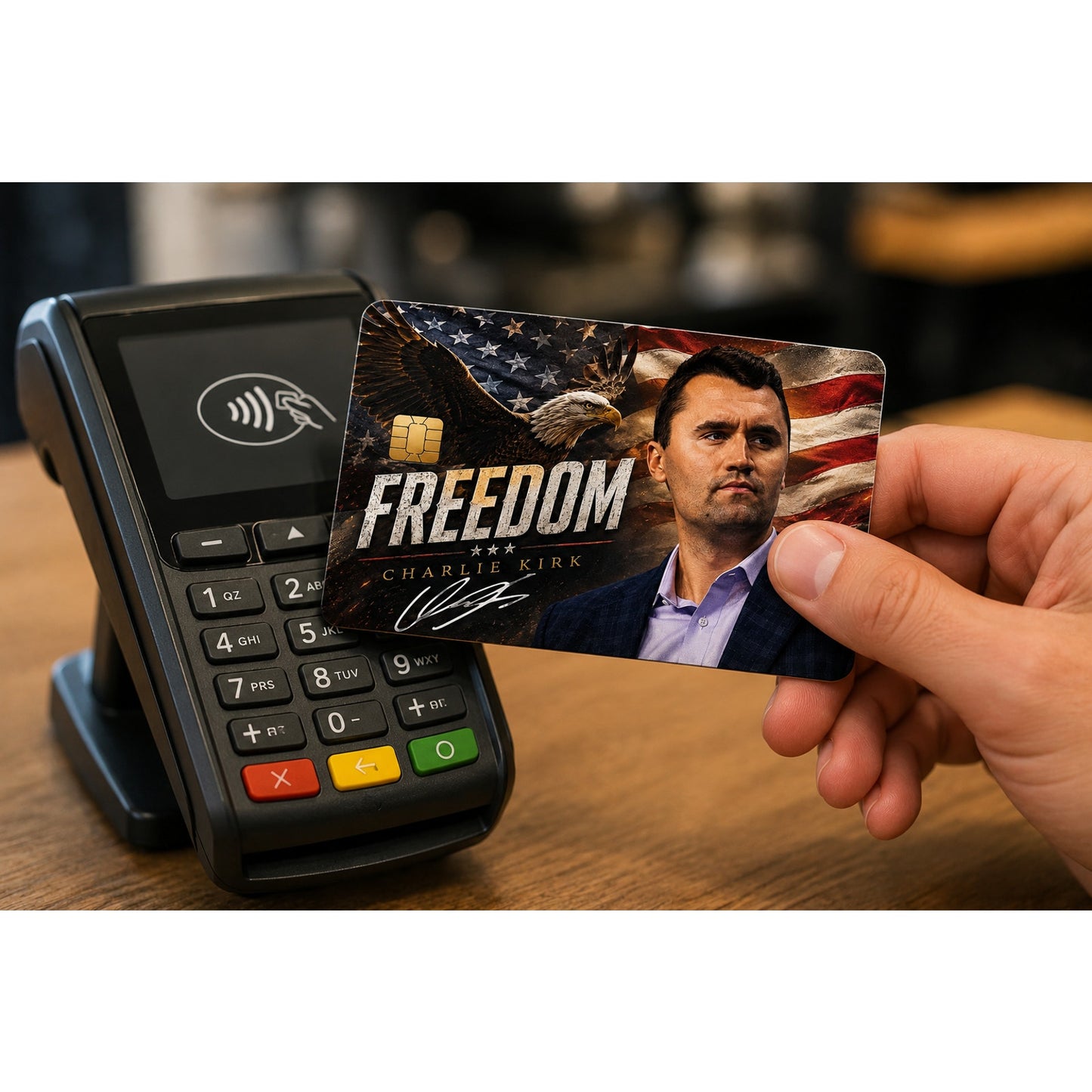 Credit Card Skin Charlie Kirk Freedom Vinyl Sticker Colored