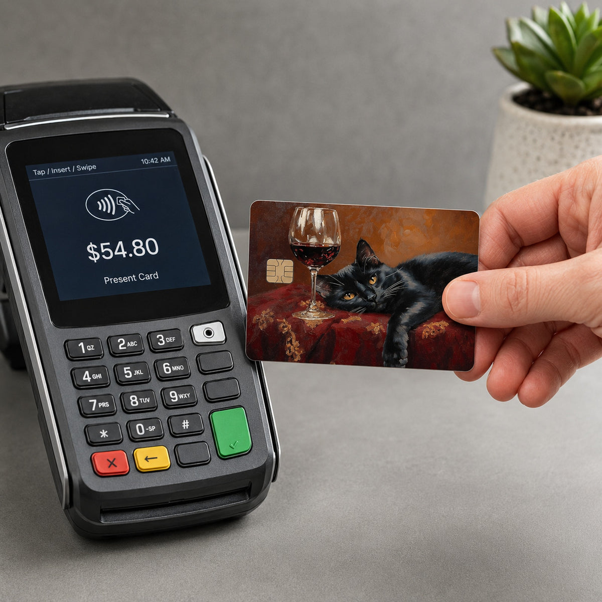 Midnight Indulgence Wine Cellar Cat Debit Card Credit Card Skin