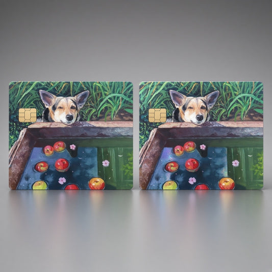Corgi Apples in Pond Garden Debit Card Credit Card Skin Vinyl Sticker