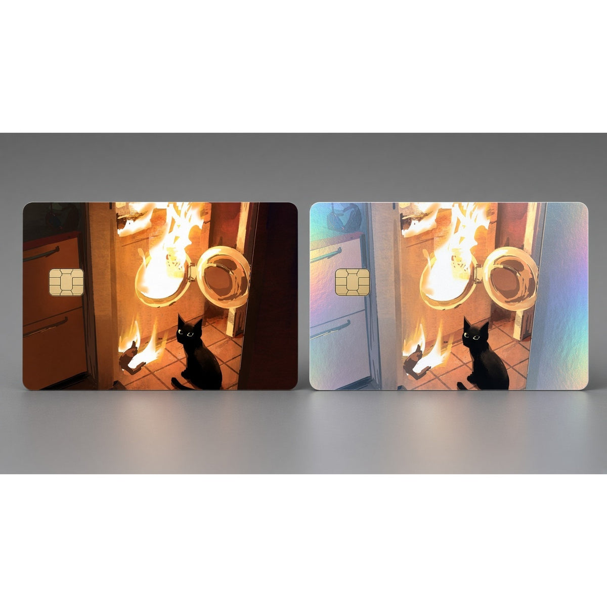 Funny Black Cat Kitchen Fire Debit Card Credit Card Skin