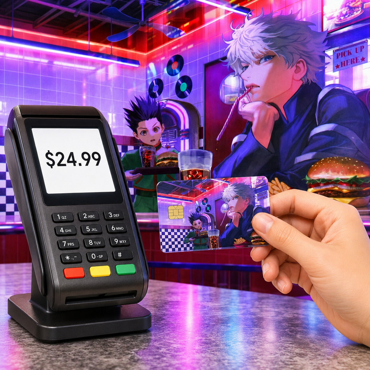 Gon & Killua Neon Diner After-Hours HunterXHunter Debit Card Credit Card Skin
