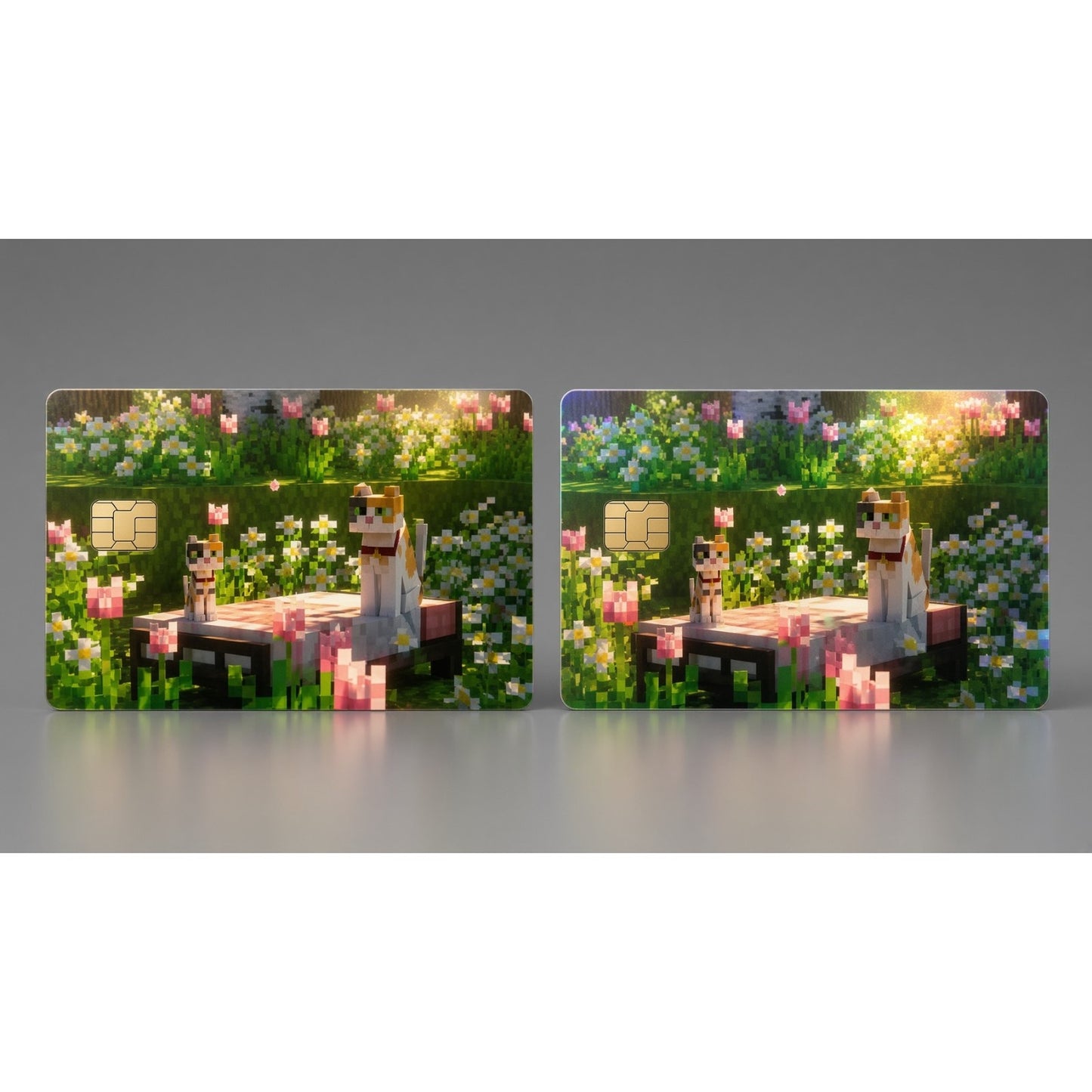 A Peaceful Meadow with Calico Cats Minecraft Debit Card Credit Card Skin