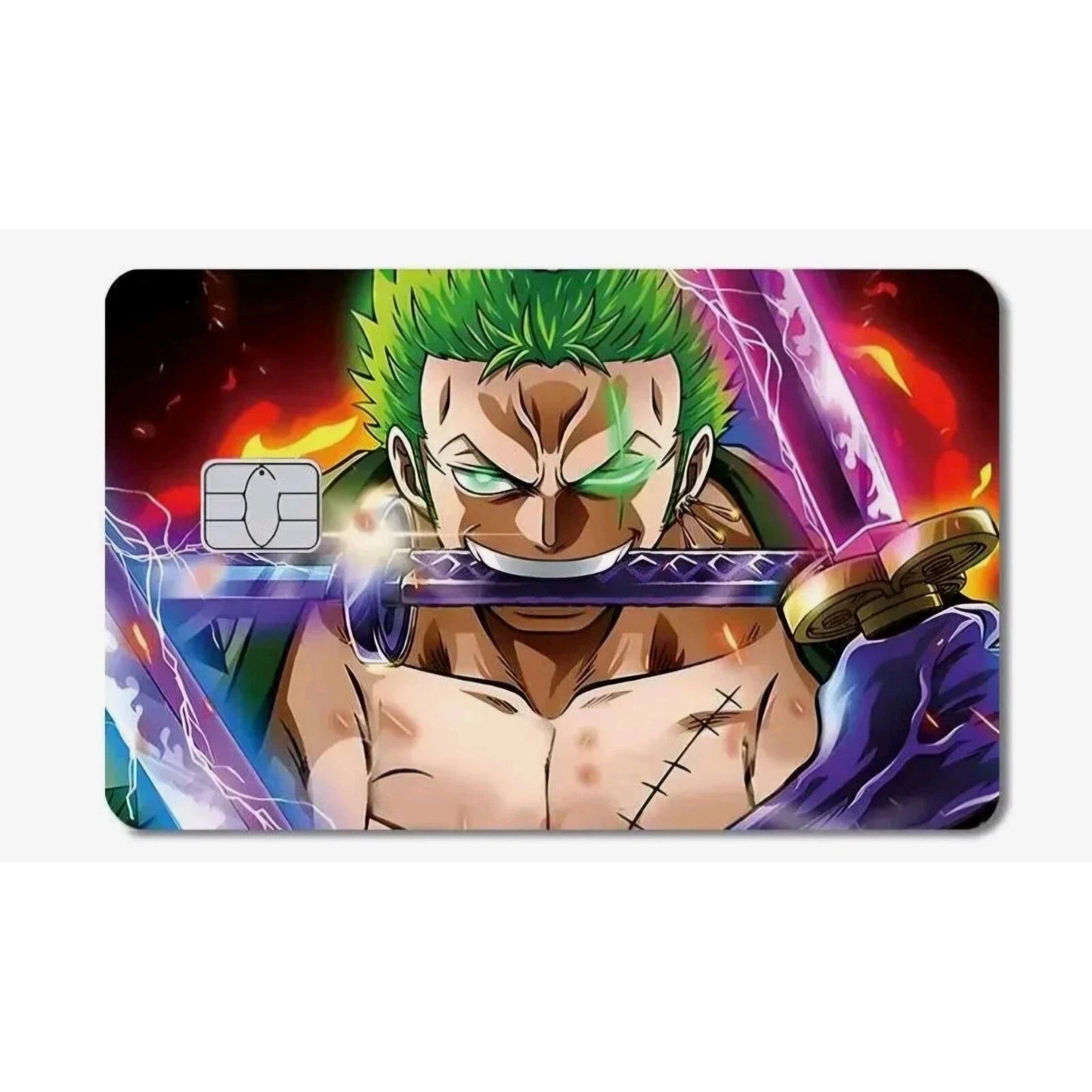 Anime Zoro One Piece Credit Card Sticker Skin Precut Small Chip Debit Bank