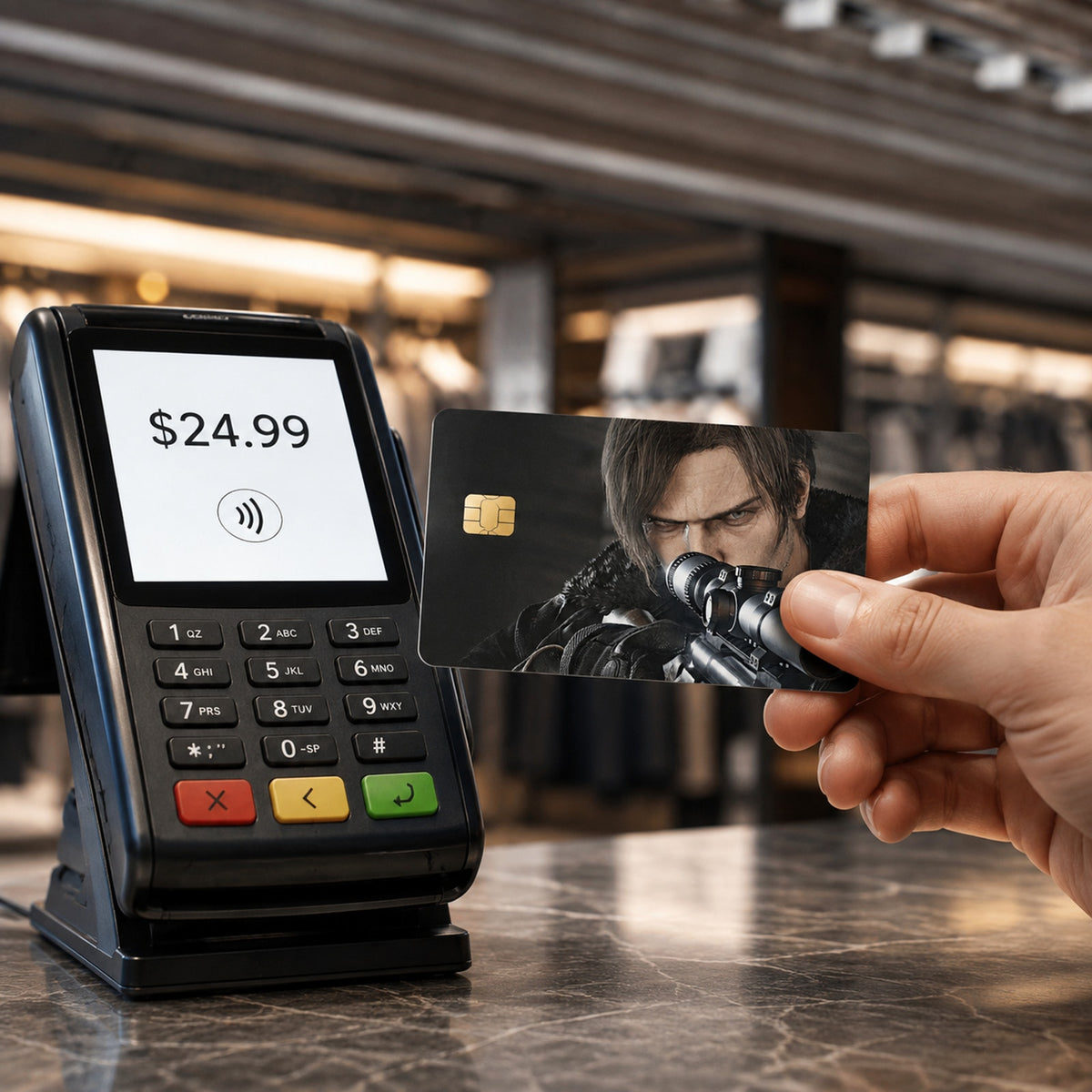 Leon Locked in the Scope Resident Evil Requiem Debit Card Credit Card Skin