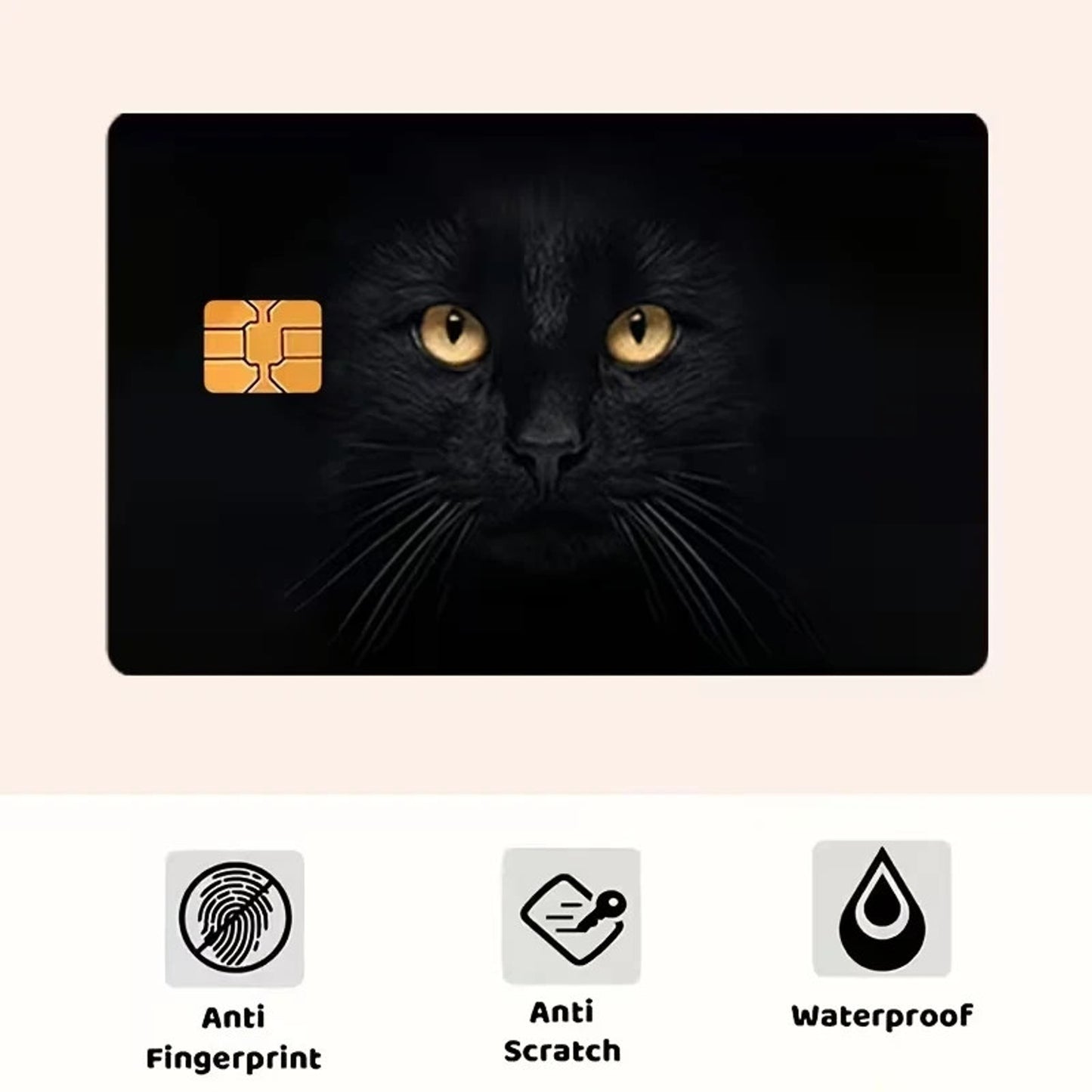 Black Cat Yellow Eyes Credit Card Skin Gothic Vinyl Card Sticker