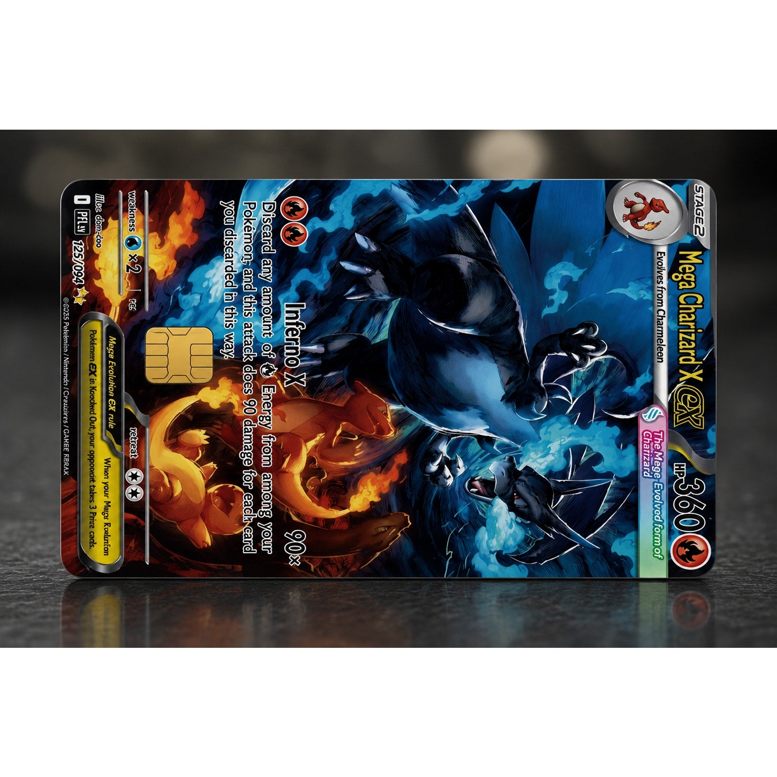 pokemon credit card sticker Pokémon Mega Charizard X Debit Skin Decal — US Sel Multicolor:Black 14 Pokémon Card Collecting Pokemon Stage_Basic