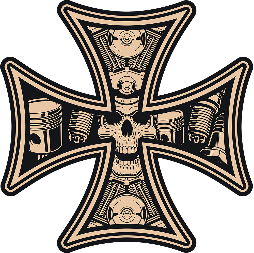 Biker Iron Cross Skull Vinyl Decal Sticker – DECALS OF AMERICA