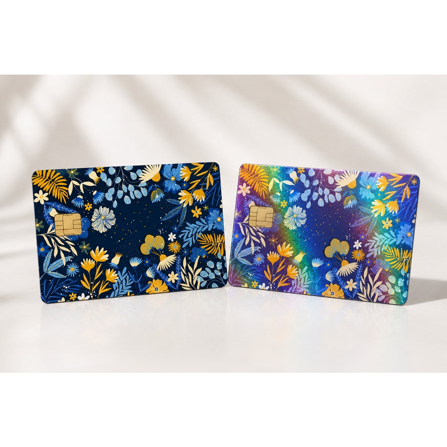 Navy Blue Wildflower Credit Card Skin Floral Card Wrap Decal