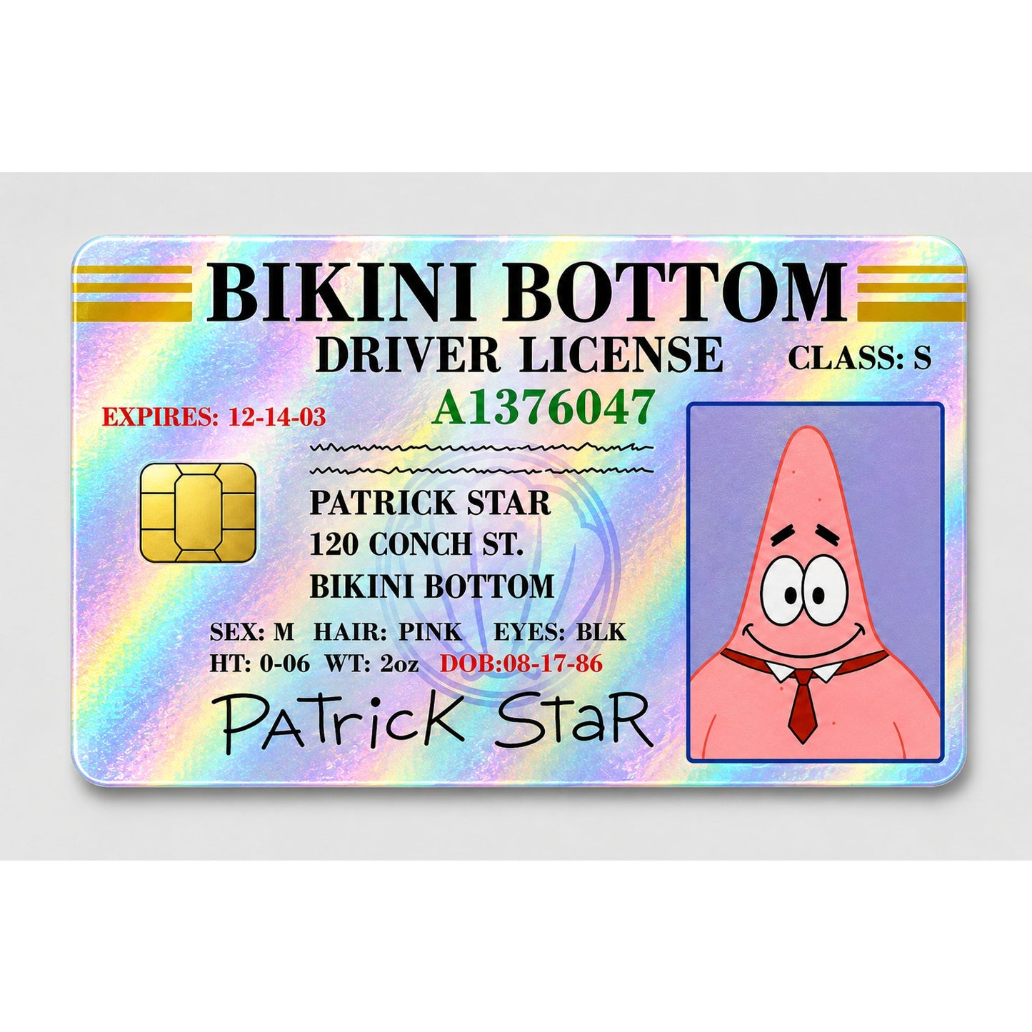 Patrick Bikini Bottom Gang License Debit Card Skin Credit Card Skin Sticker