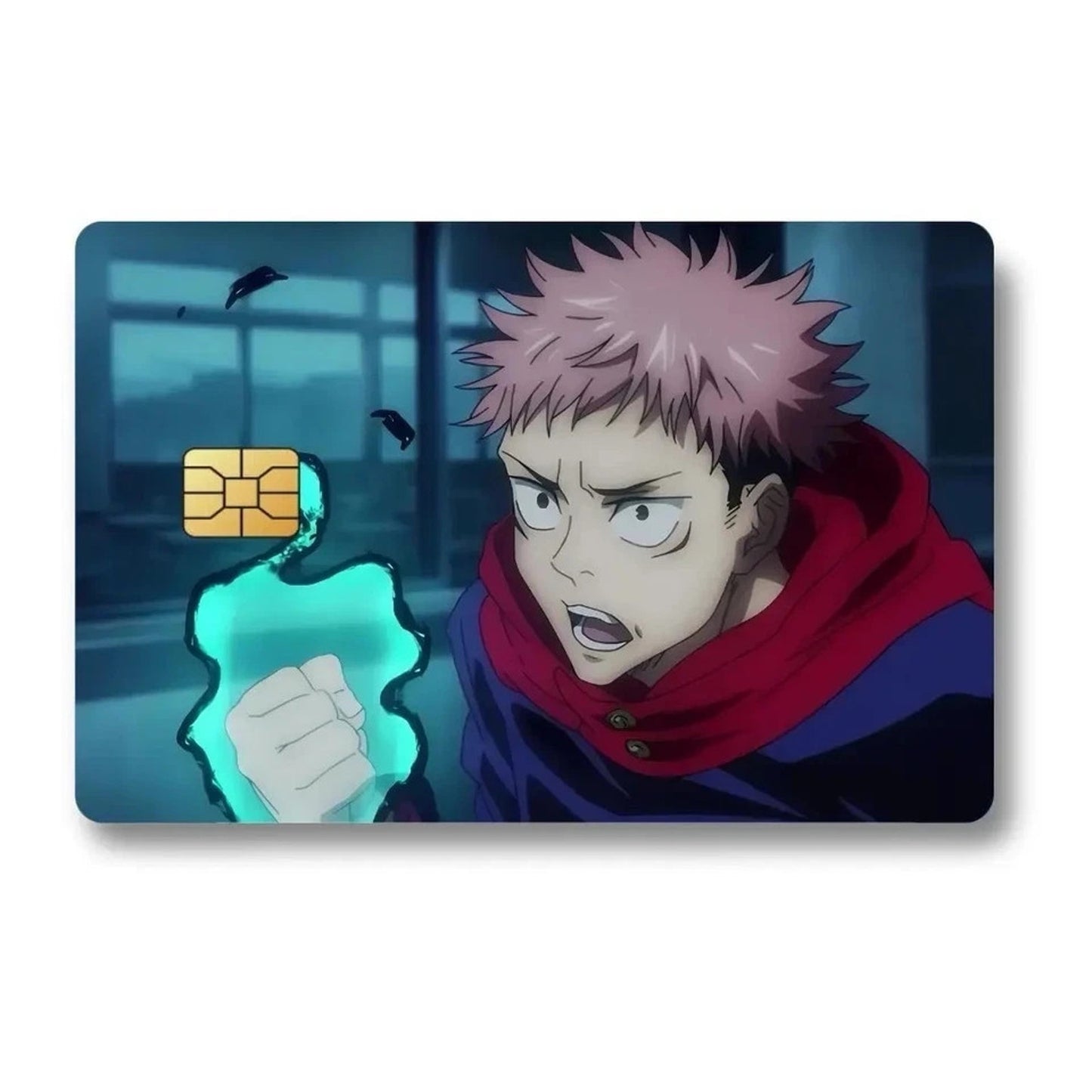 Anime Jujutsu Kaisen Yuji Itadori Face Power Credit Card Cover Vinyl Skin Sticke