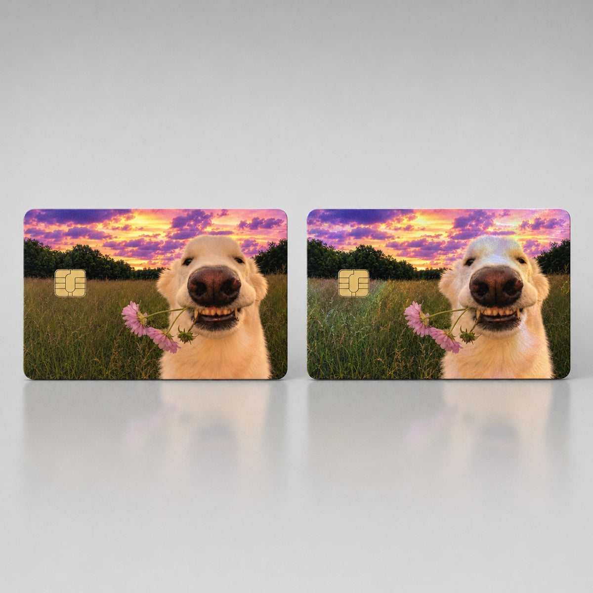 Romantic Golden Retriever Debit Card Credit Card Skin