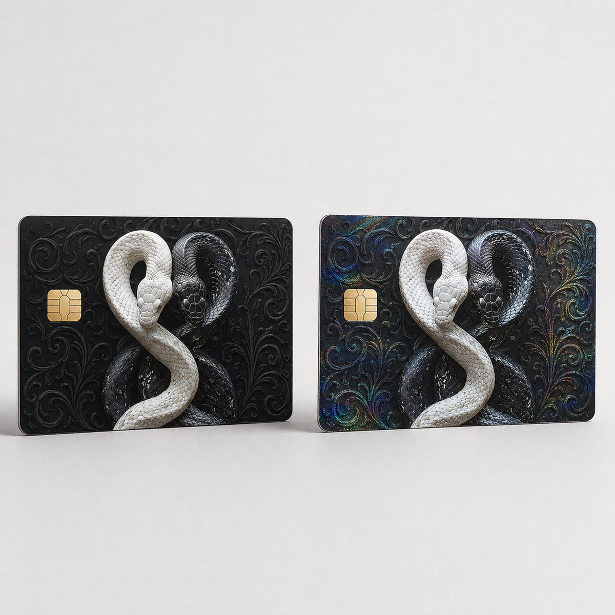 Luxury Black White Snake Duality Credit Card Skin