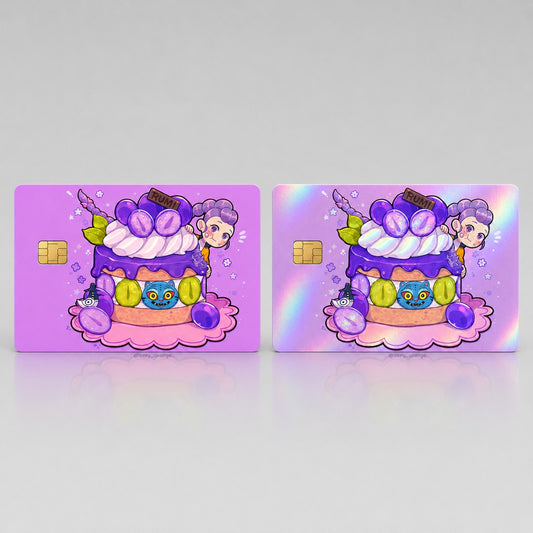 Rumi Grape Cake Credit Card Skin HUNTRIX Cute Vinyl Sticker Matte Holographic