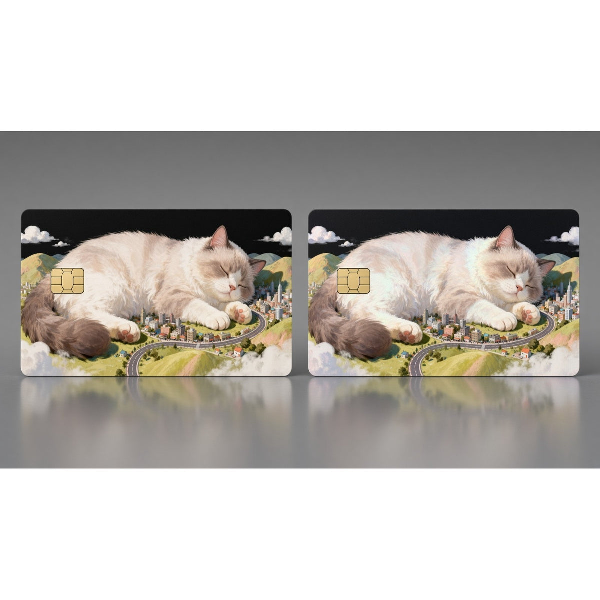 Giant Sleeping Cat City Cute Kitty Cat Debit Card Credit Card Skin