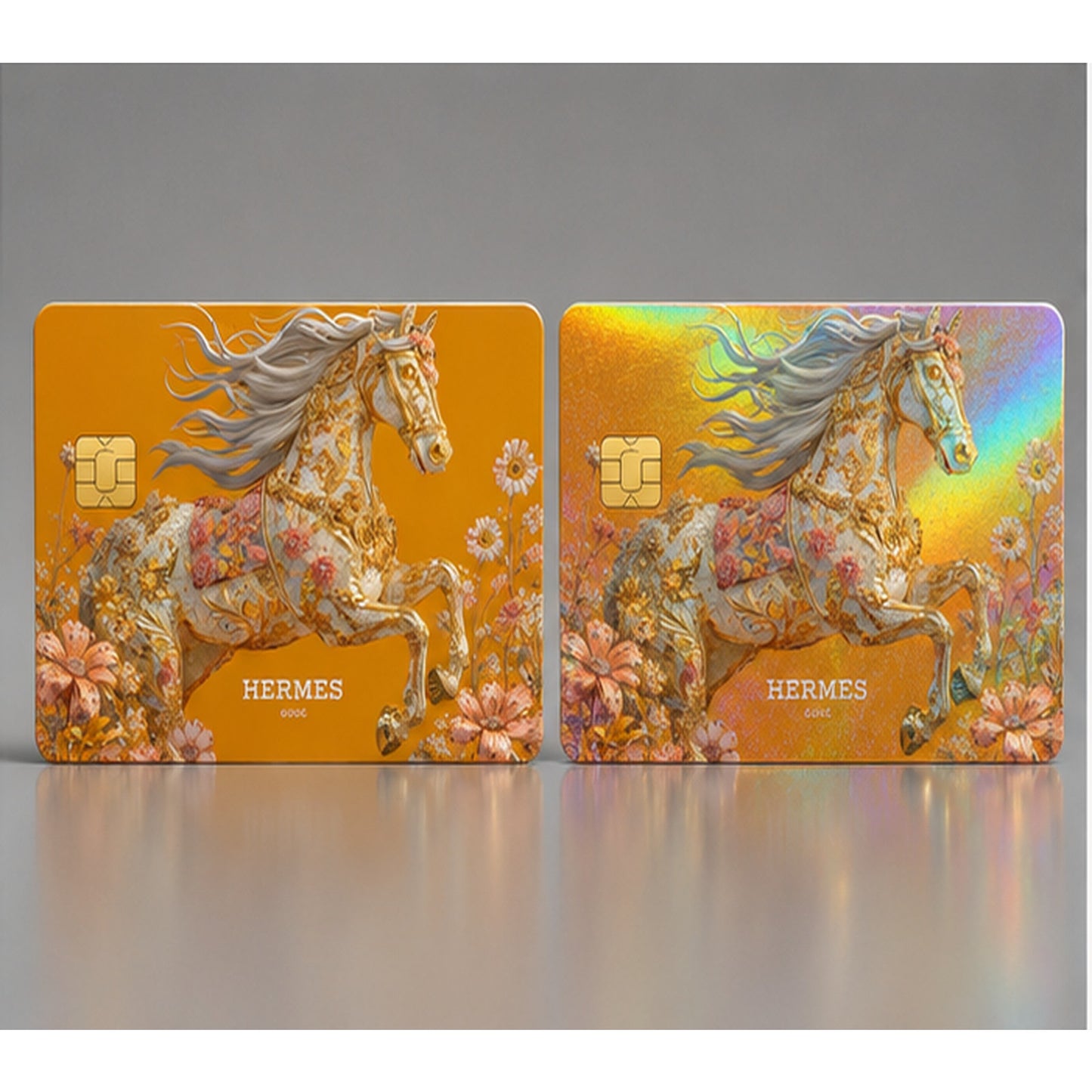 Gilded Equine Blossom Luxury Designer Brand Debit Card Credit Card Skin