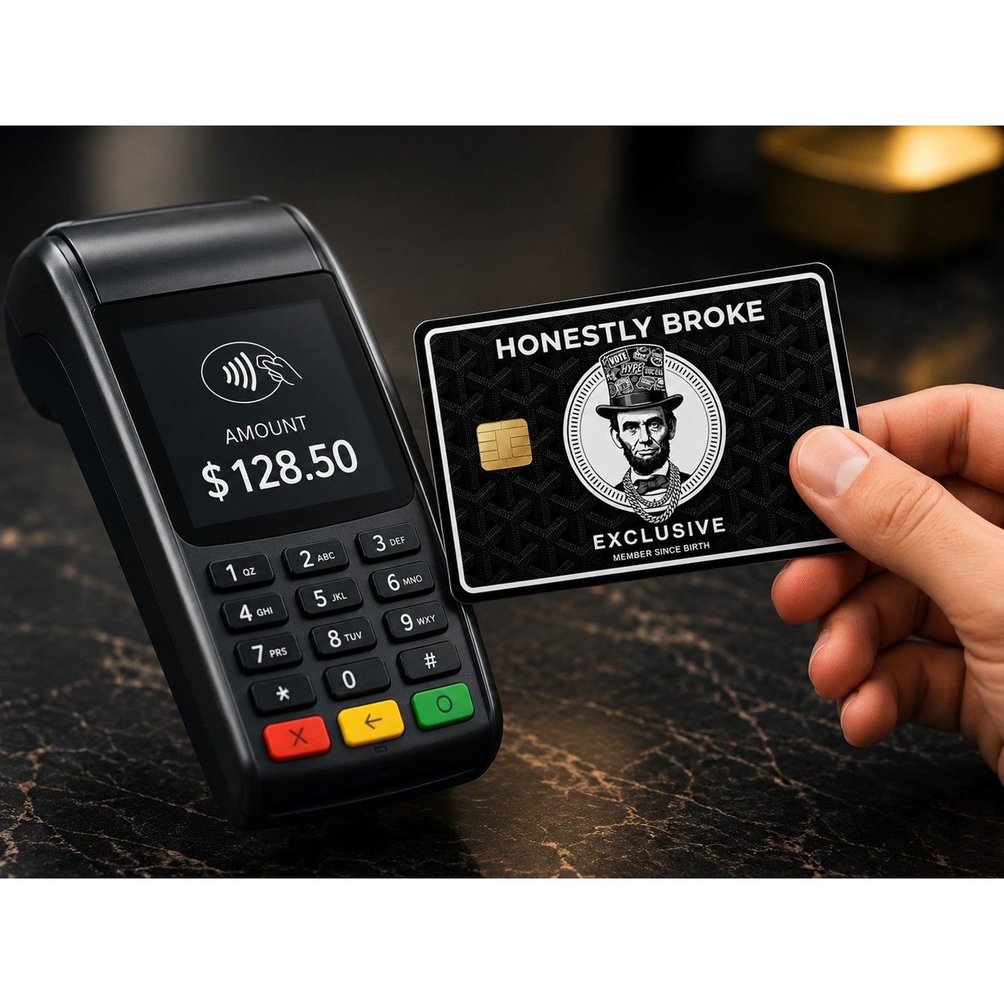 Black & Silver Black Silver Honestly Broke Lincoln Credit Card Skin Debit Card