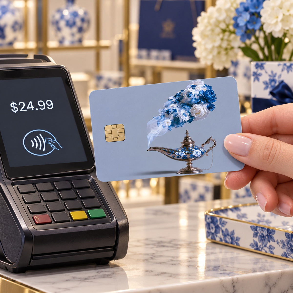 Chinoiserie Floral Magic Lamp Luxury DesignDebit Card Credit Card Skin