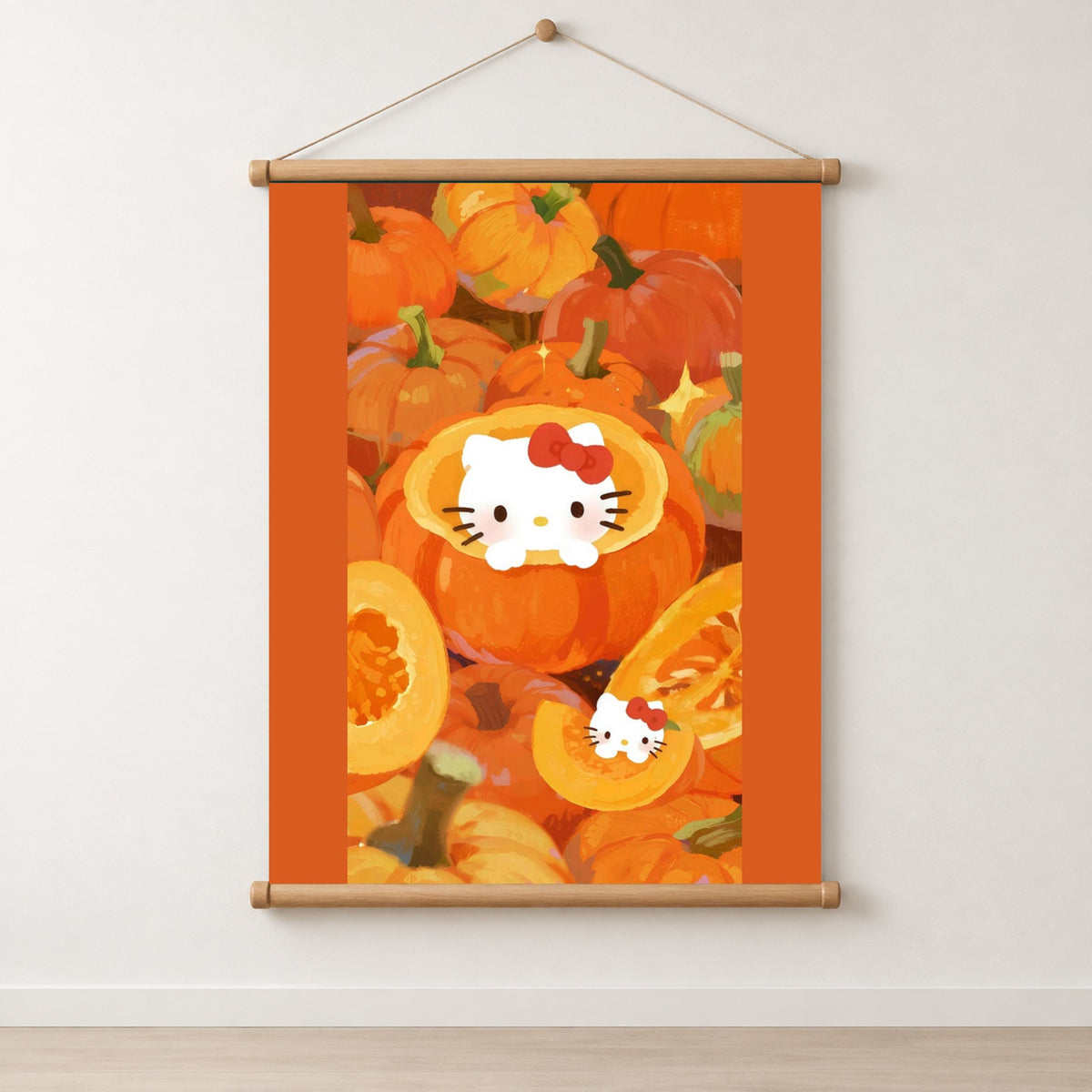 Hello Kitty’s Autumn Pumpkin Patch Wall Scroll Room Home Decor