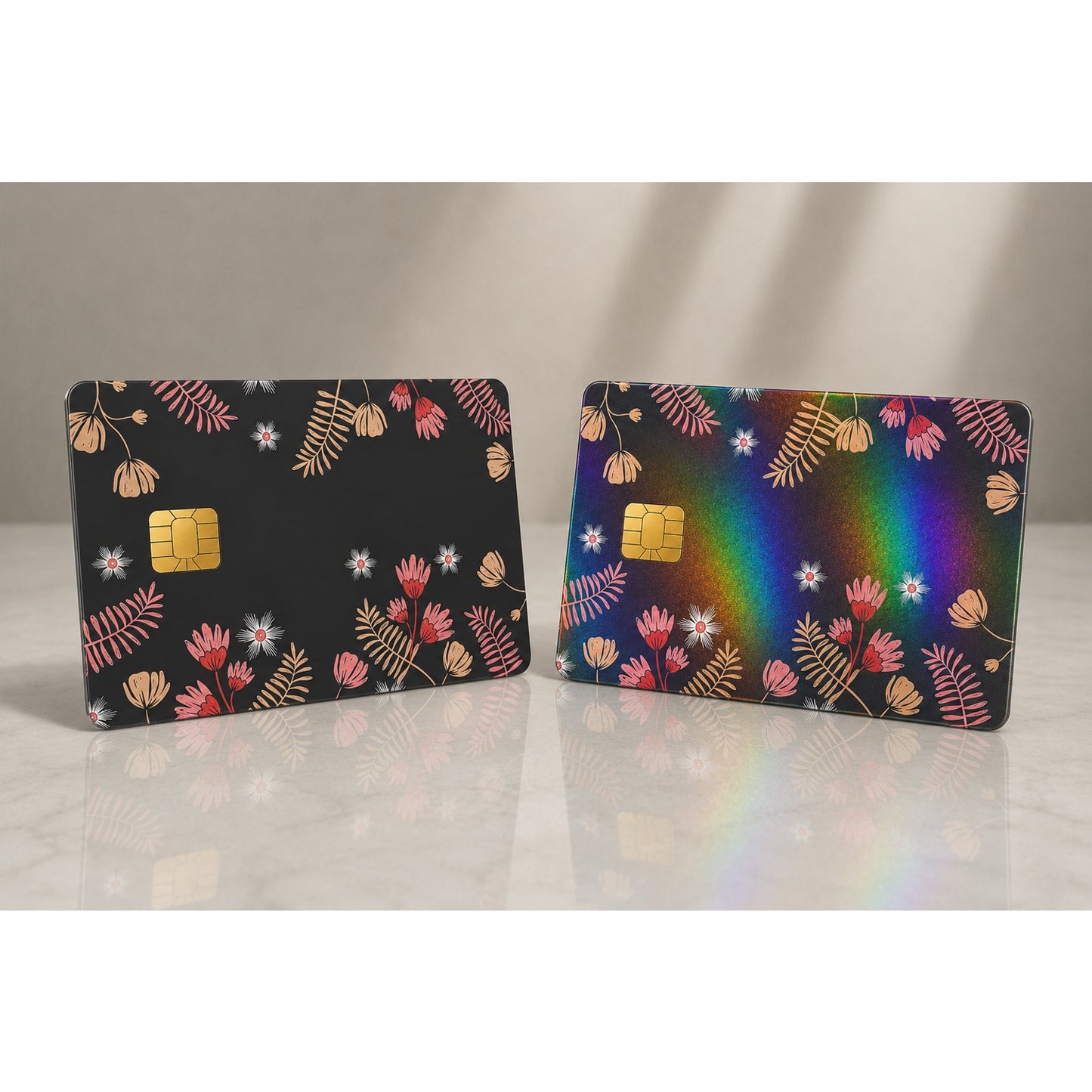 Boho Botanical Credit Card Skin Pink Floral Debit Card Cover