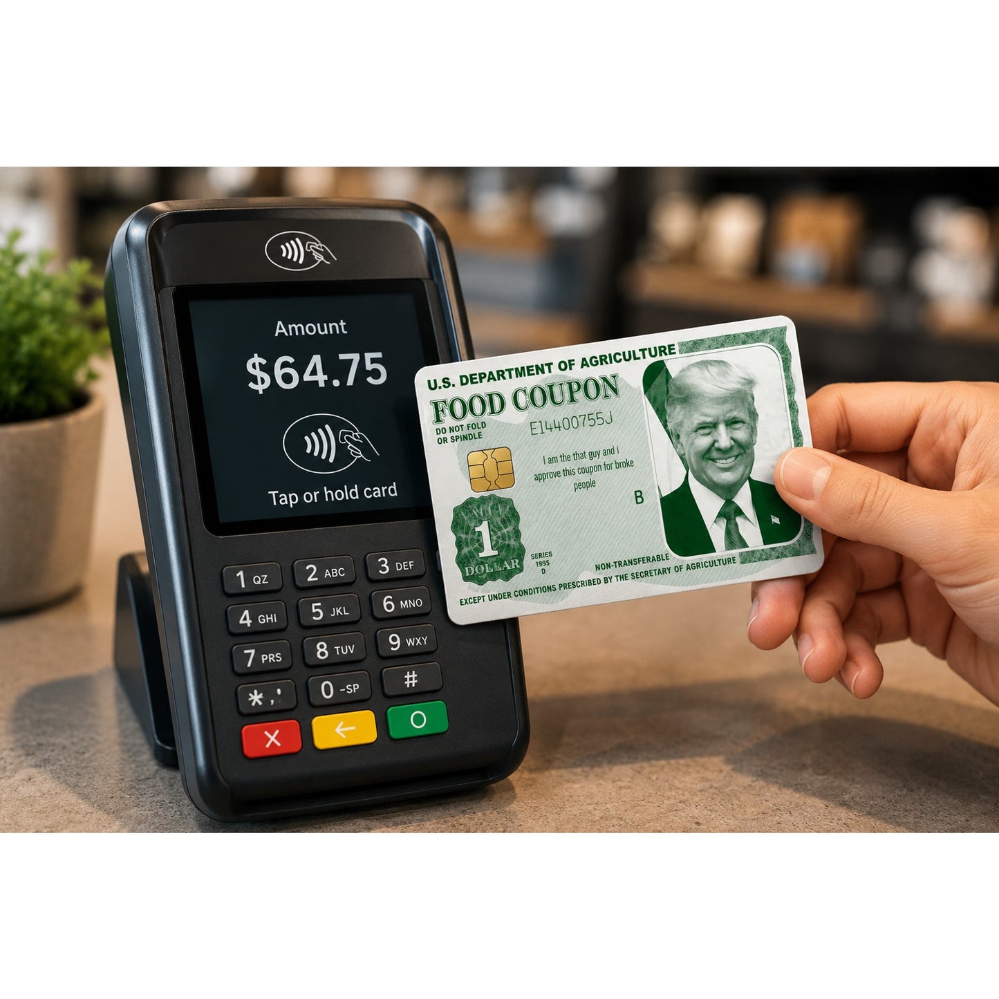 Trump Food Coup on Credit Card Skin Funny Meme Vinyl Sticker Card Wrap