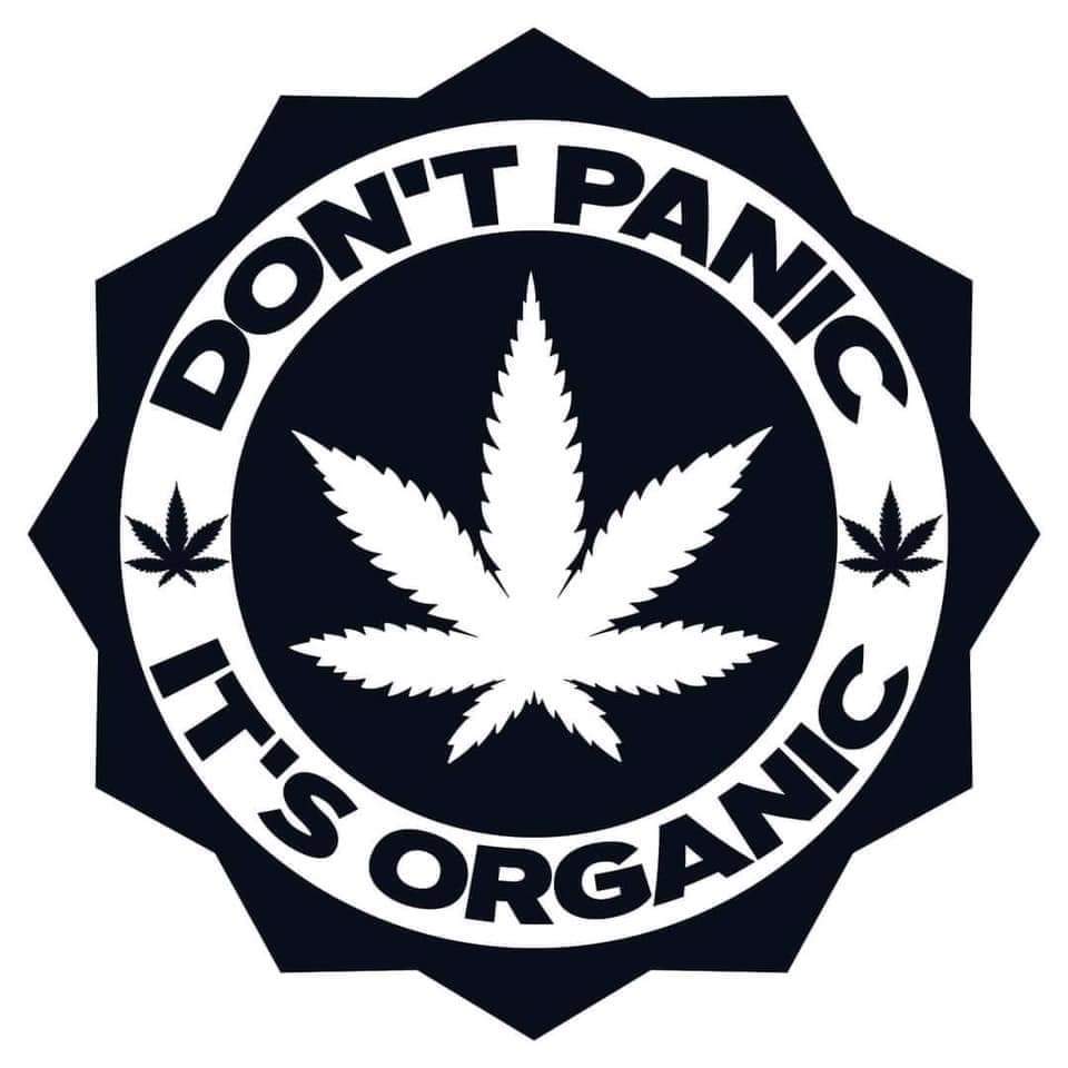 Stylish Dont Panic Its Organic Weed Logo Vinyl Decal | DECALS OF AMERICA