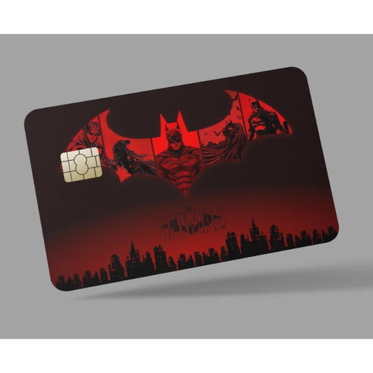 RED Batman Bat Signal over Gotham credit card skin & DEBIT CARD,TROLLEY & GYM