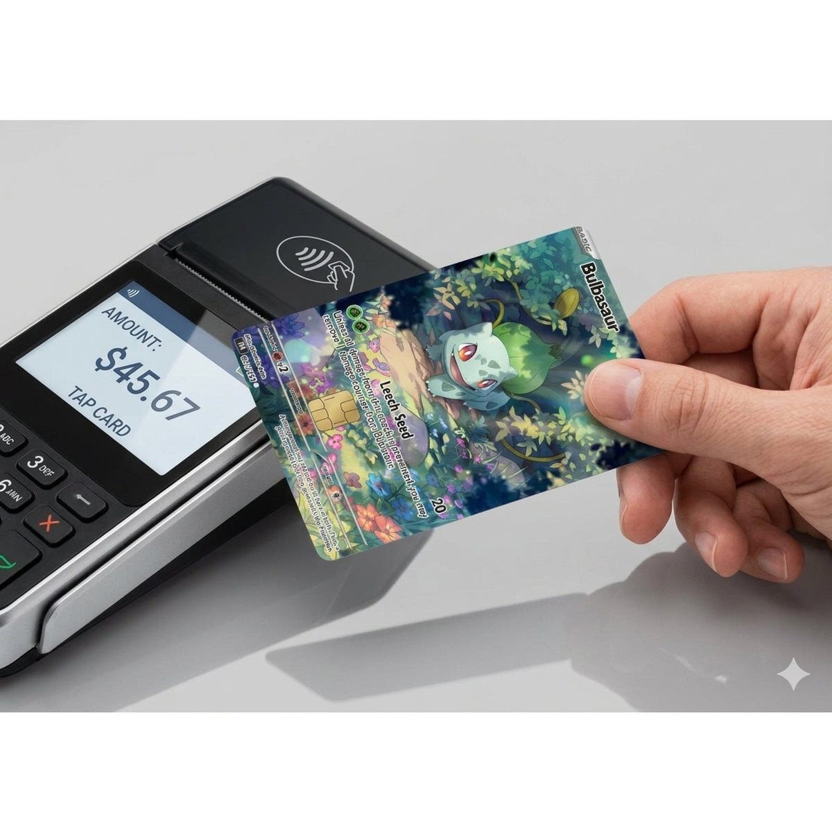 Basic Bulbasaur Leech Seed Attack Pokémon TC Debit Card Credit Card Skin Sticker